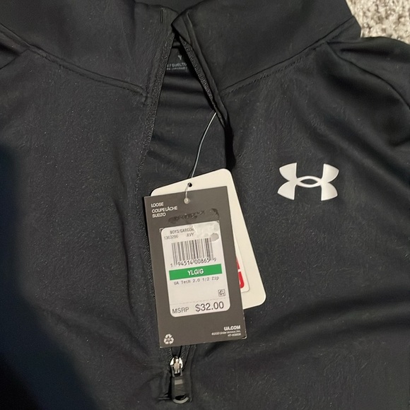 Boys Under Armour half zip black pullover size youth large - Picture 2 of 7